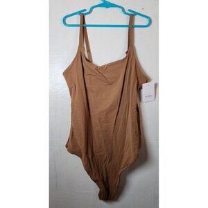 New Auden Women's Brown Square-Neck Sleeveless Shapewear Bodysuit Size XS